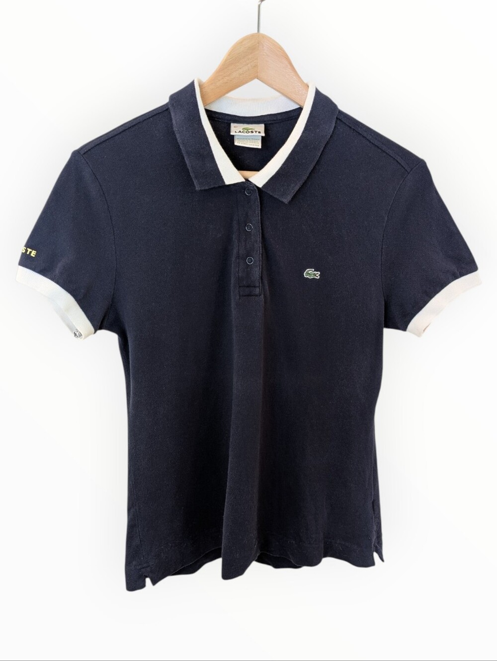 Lacoste Women's Navy Polo Shirt with White Trim 40